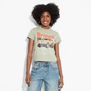 Ford Bronco Cropped Baby Tee Shirt Stretch Cotton Size Medium